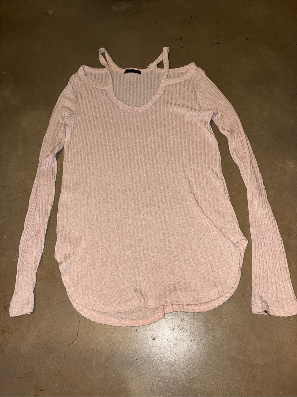 Light Pink Ribbed Long Sleeve sweater Top